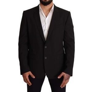 Chaps Men/Unisex Blazer Black Linen/Rayon blend 2 buttons Size 42S Oversized